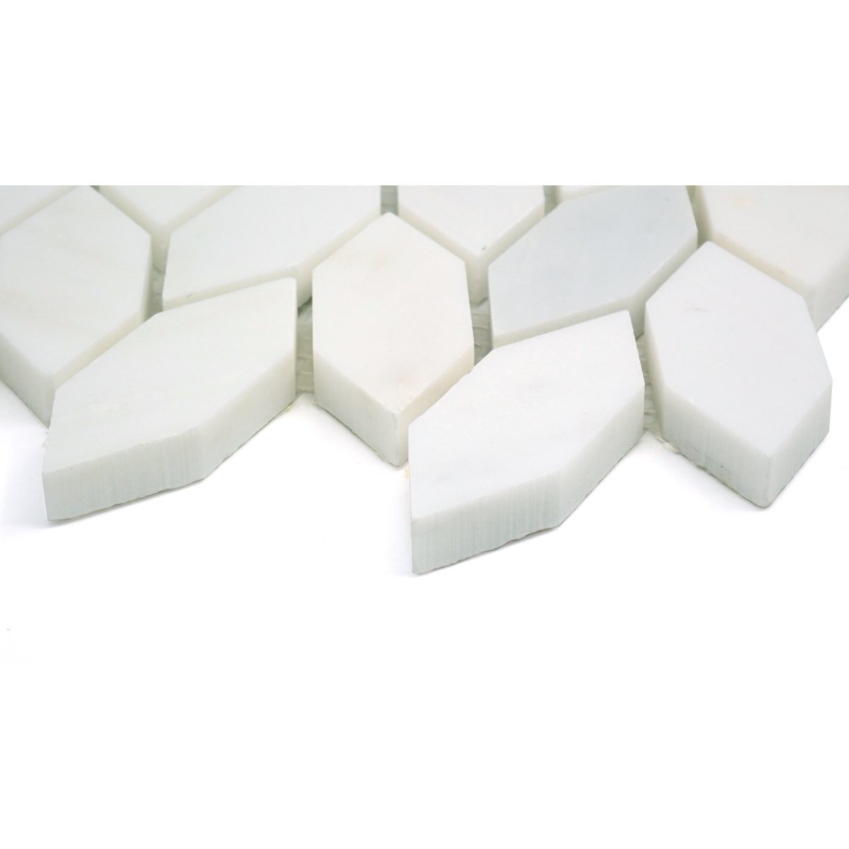 Marble Marquis Mosaic tile in Winter Frost color, polished finish, 12x12 size, marble material